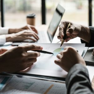 Startup business meeting to analyze and discuss the situation on the financial report in the Startup business meeting to analyze and discuss the situation on the financial report in the